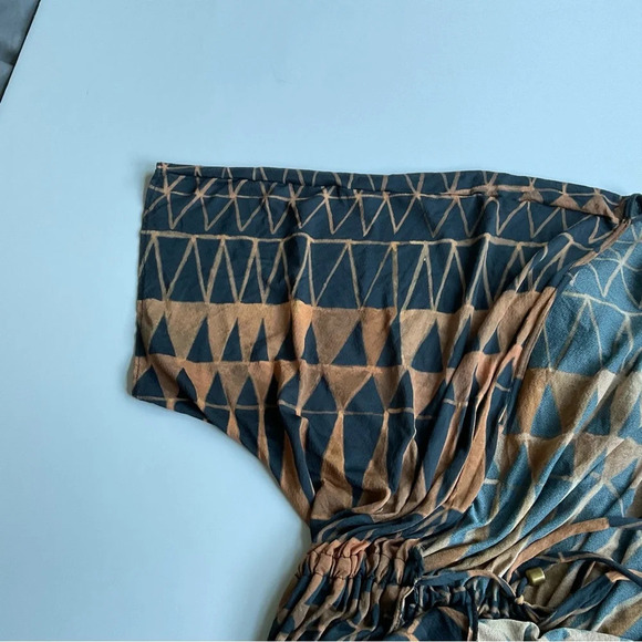 Brigitte Cover Up S Graphic Print Duster Tie-Front Vacation Resort Quiet Luxury - Picture 7 of 7